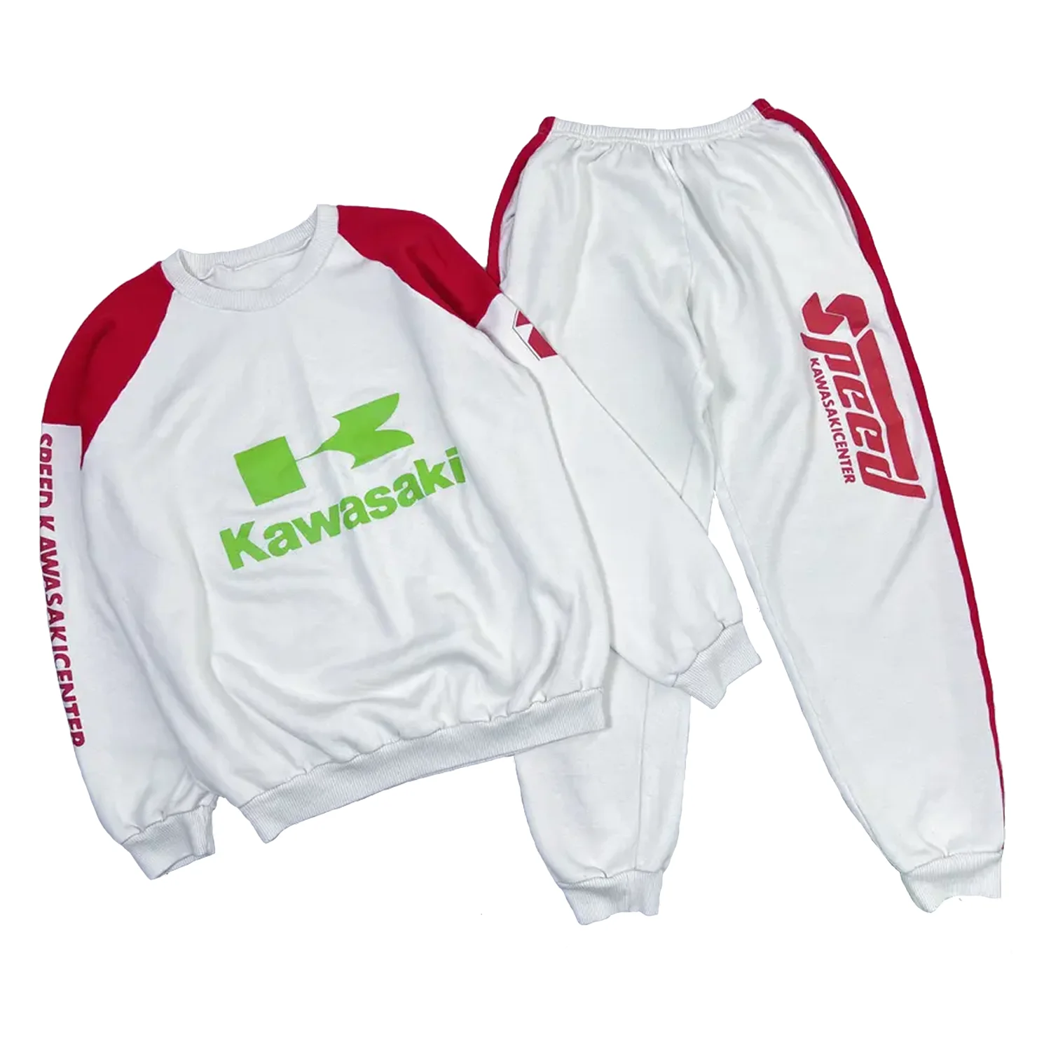 

Vintage Kawasaki Track Suit Racing Moto Sweatshirts trousers Set Street Sportswear set Unisex Motorcycle Tracksuit Clothing