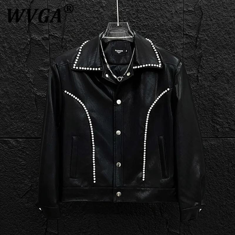 

WVGA Autumn Winter New Man Tide Heavy Hot Diamond Padded Shoulder Long Sleeve Jacket Niche Trendy Casual Cool Short Coats W9207