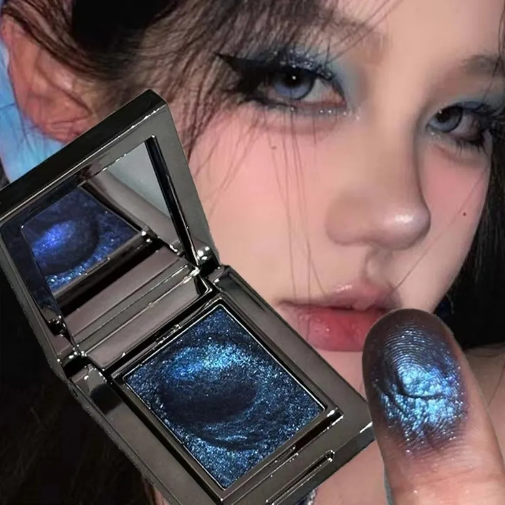 Sombra de ojos azul con purpurina de patata negra, sombra de ojos metálica púrpura y verde, maquillaje de ojos iluminador de diamante, cosmético para mujer