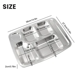 Stainless Steel Trays Divided Dinner Plate Lunch Container Food Tray School Pupil Dishes Fast Food Tray Dinnerware Wholesale