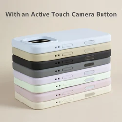 Original Active Touch Camera Button Phone Case for iphone 16 pro max Pro Plus Solid Color Liquid Silicone Skin Feel soft Cover