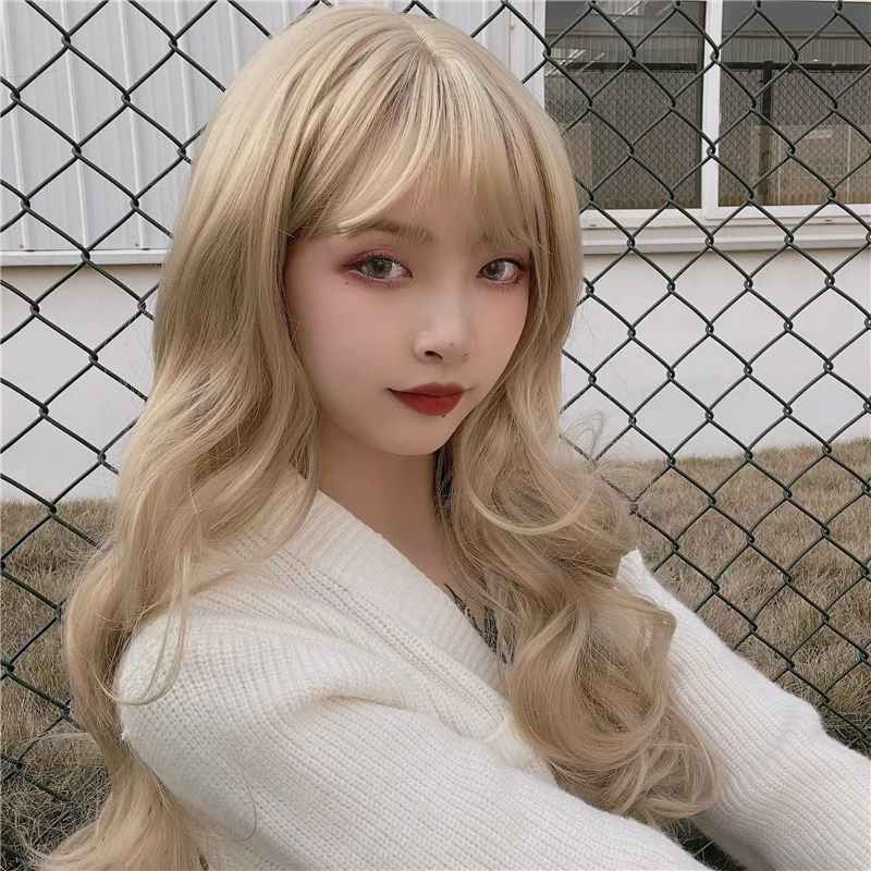 

Women's Wig Air Golden Big Waves Long Curly Hair Korean Loose Breathable Synthetic Full Headpiece