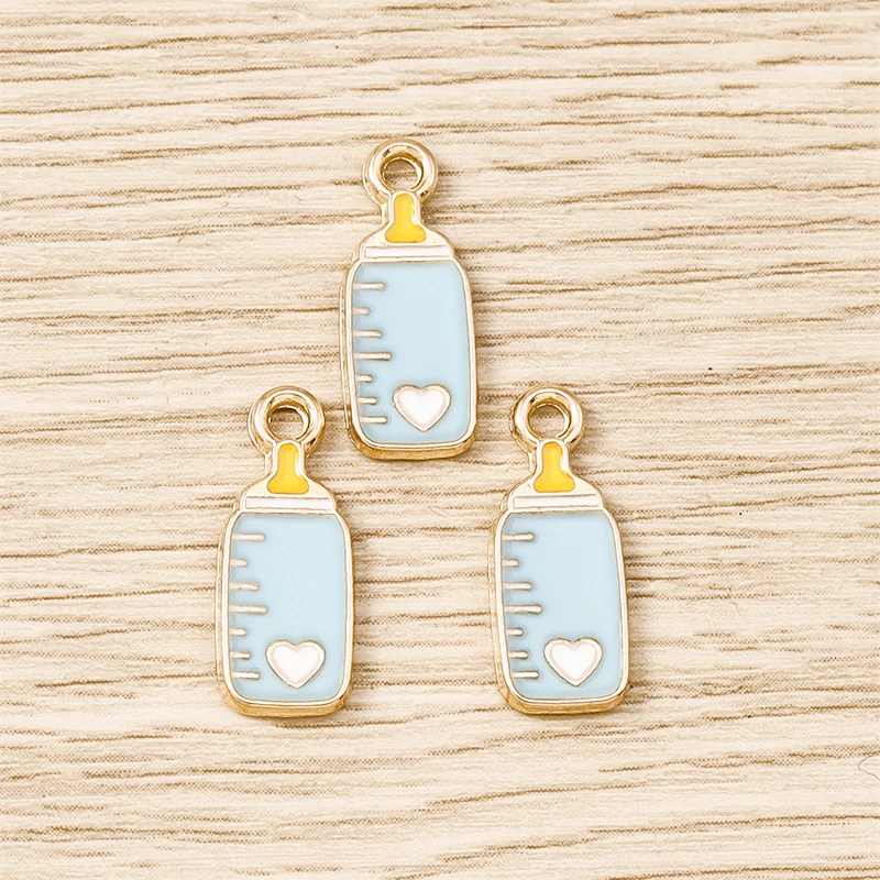 10 Stück Cartoon Emaille Baby Flasche Kleidung Charms Anhänger für Schmuckherstellung Ohrringe Halsketten Zubehör DIY Bastelbedarf – Detail 5