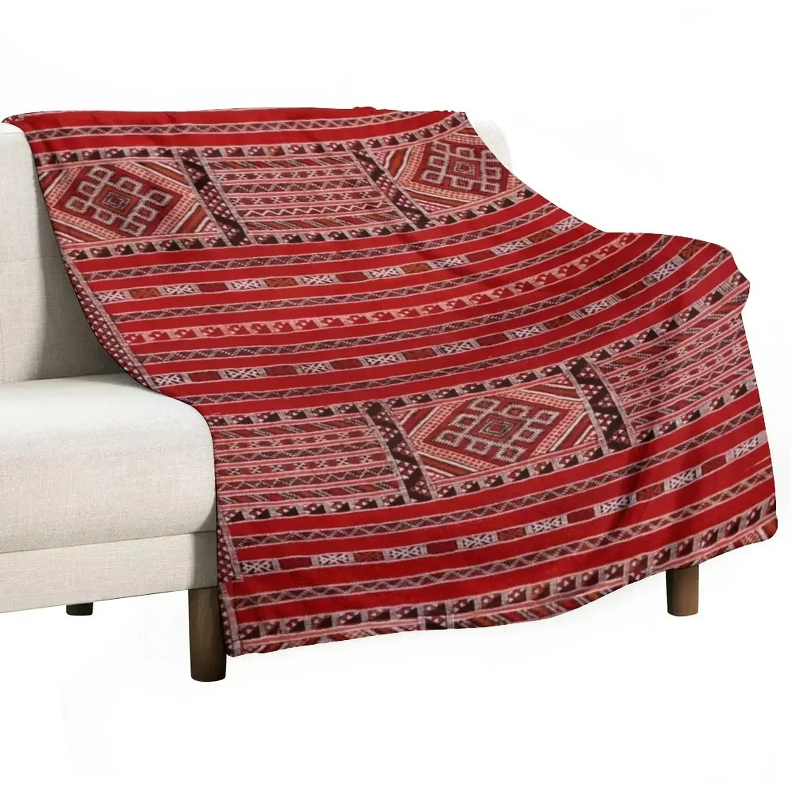 Vintage Moroccan Pattern - Warm Palette Throw Blanket Sleeping Bag Loose Bed linens Blankets