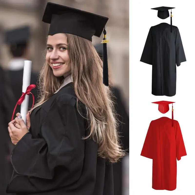 1 Set Tear-resistant Academic Dress Dry-clean Academic Gown Loose 2024 Men Women Students Graduation Costume Dressing Up