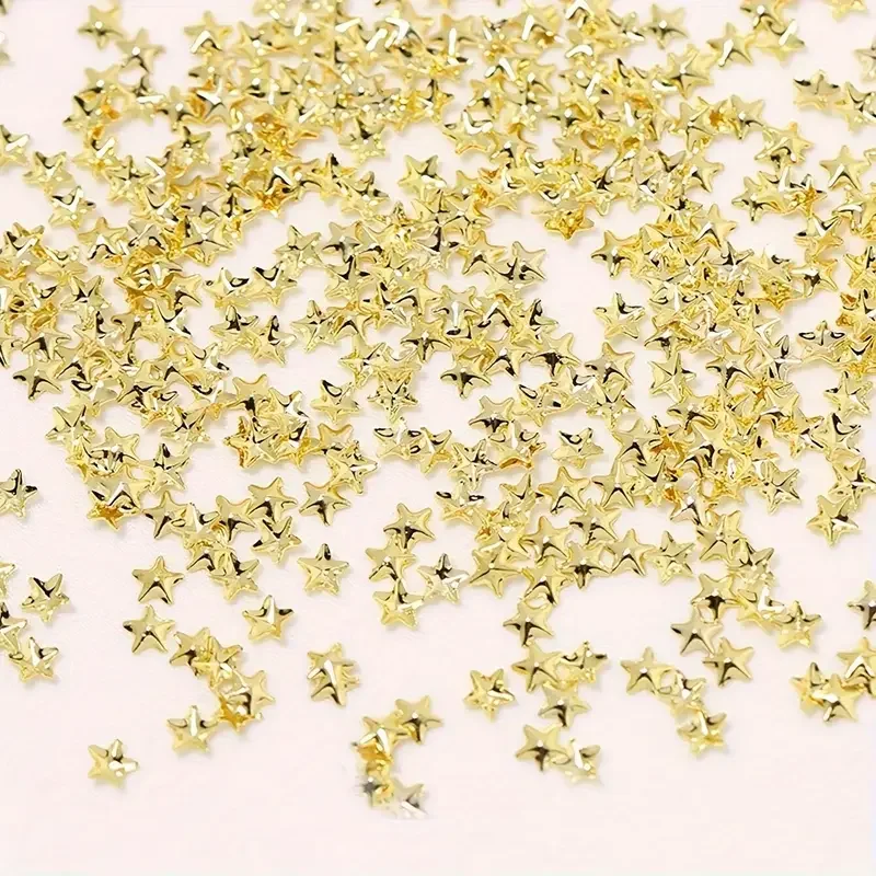 سحر الترتر مسمار معدني الذهب ، نصائح الفن مسمار 3D ل مانيكير الأعياد ، القمر ونجمة الأظافر #4