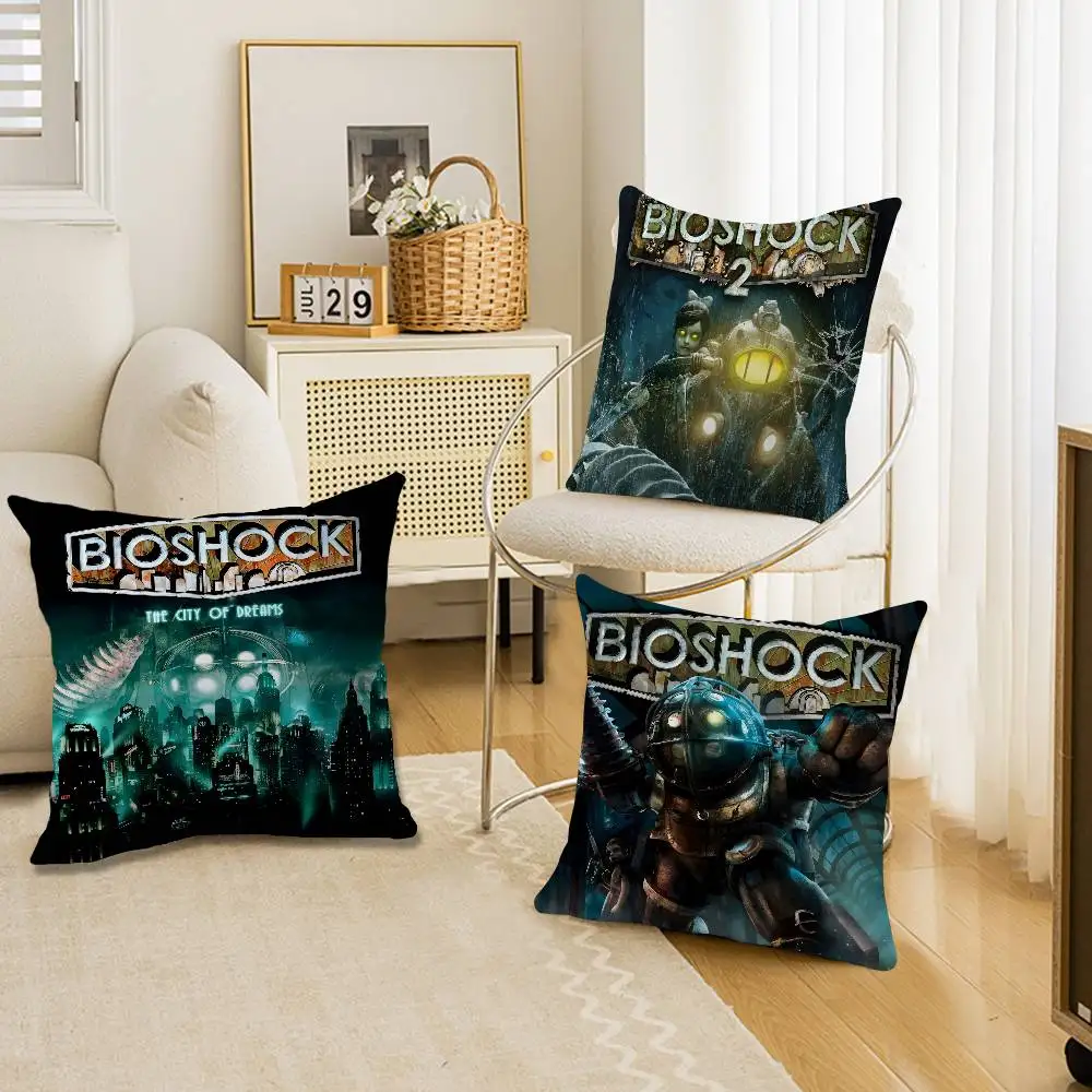 B-Bioshock-Rapture Underwater City Cushion Cover Pillowcase Upholstery Sofa Throw Pillow Home Decor Pillowcas