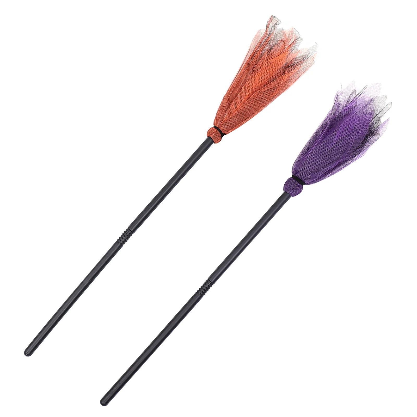 Balai de sorcière d'halloween, 2 pièces, accessoire décoratif en maille plastique pour fête, arrière-plan de scène hantée, cadeau Unique