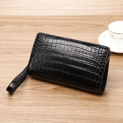 Genuine leather leather Alligator bone design men long purse large-capacity hand bag handbag mobile phone bag Men's wallet