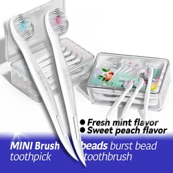 20PCS Portable Travel Toothbrush Mini Exploded Bead Toothbrush Disposable Adult Cleaning Toothbrush Individually Packaged