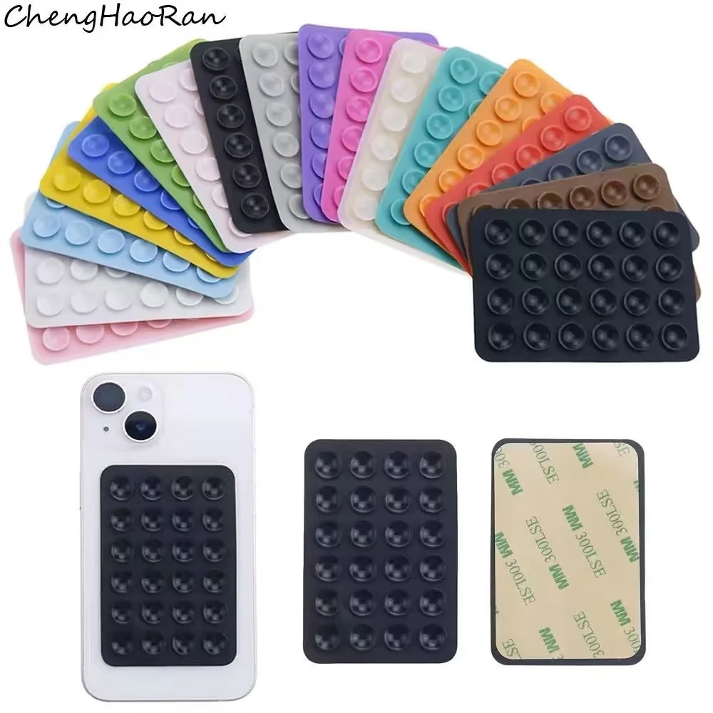 Suporte de Telefone de Silicone com Ventosa Multifuncional, Suporte de Parede Quadrado Antiderrapante com Adesivo Traseiro de Face Única