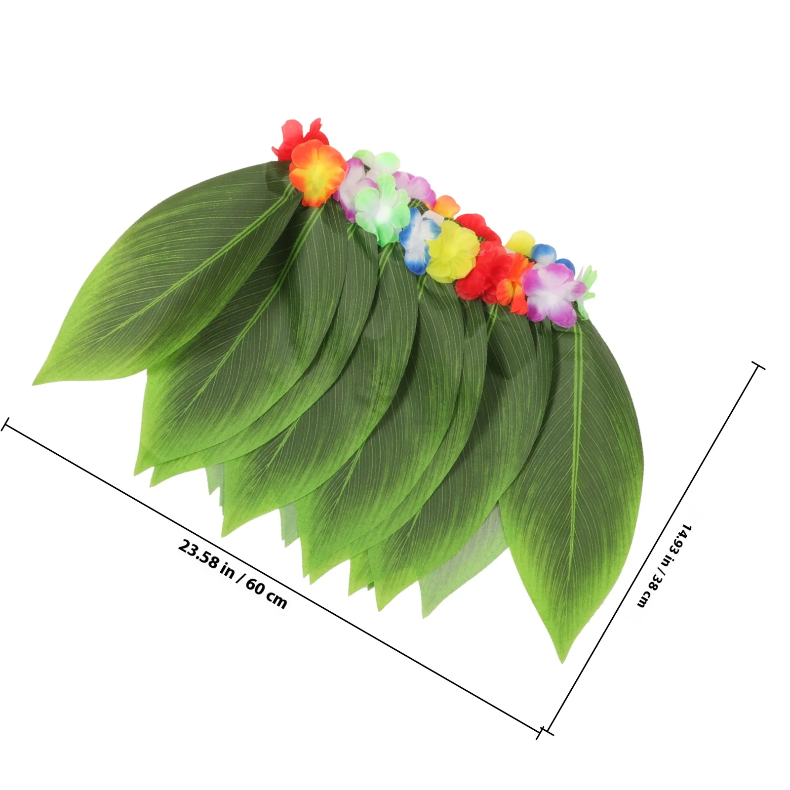 ชุดกระโปรงฮาวาย 5 ชิ้น ชุดฮูลาสีสันสดใส สำหรับงานปาร์ตี้สไตล์ทรอปิคอล พร้อมพวงมาลัย สายรัดข้อมือ และเครื่องประดับผม