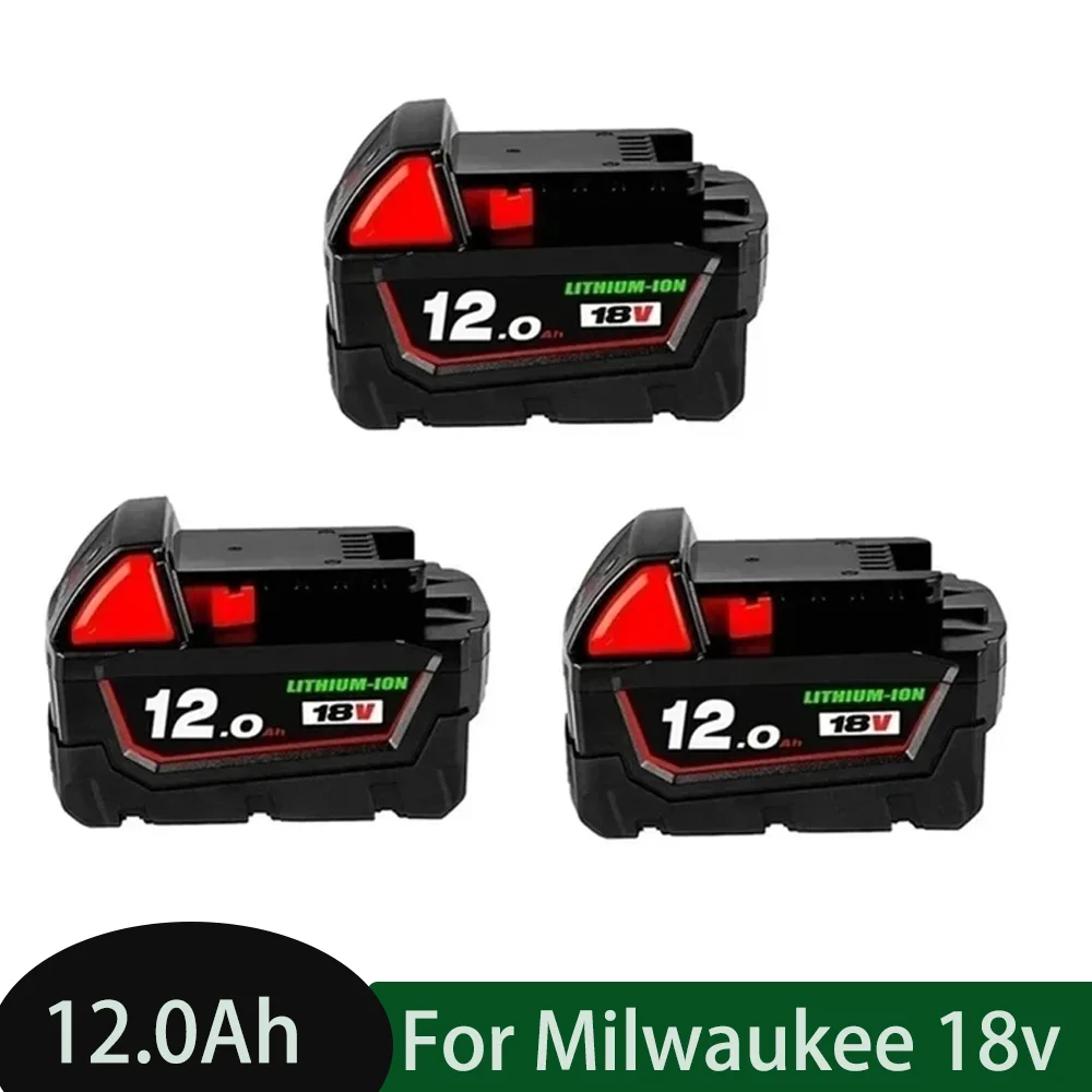 Batería de 18V para Milwaukee M18 M18B6 XC 12Ah Li-Ion 48-11-1860 48-11-1852 o cargador 48-11-1850 48-11-1840, herramientas eléc