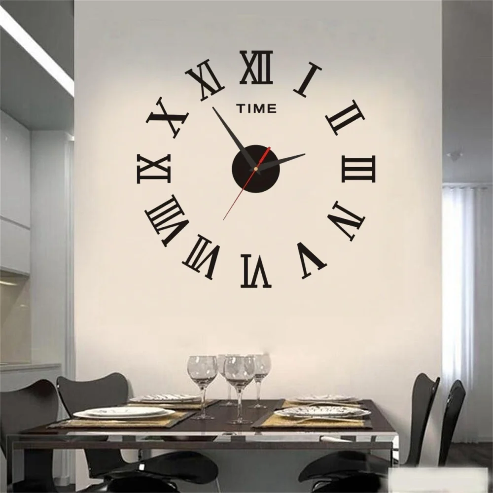 2023 Modernes Design, große Wanduhr, 3D-DIY-Quarzuhren, modische Uhren, Acryl-Spiegelaufkleber, Wohnzimmer, Heimdekoration, Horloge