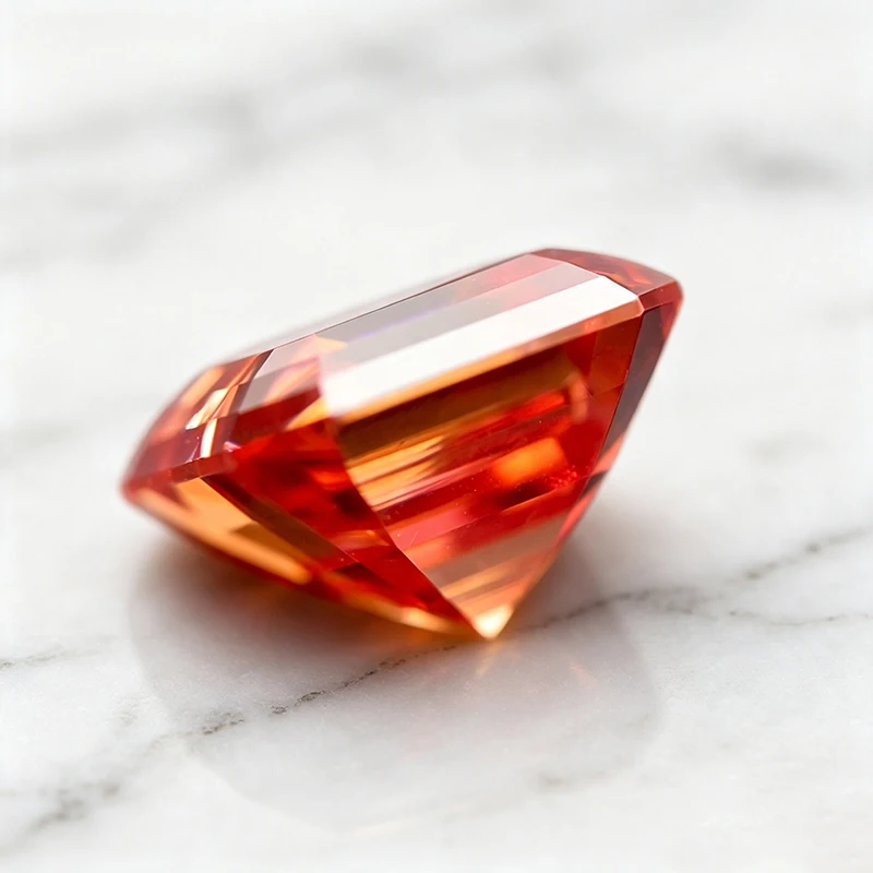 Moissanit-Stein im Asscher-Schliff, Wassermelonenrot, Edelstein für DIY-Ringe, Halsketten, Ohrringe, besteht den Diamanttest mit Zertifikat. – Detail 4