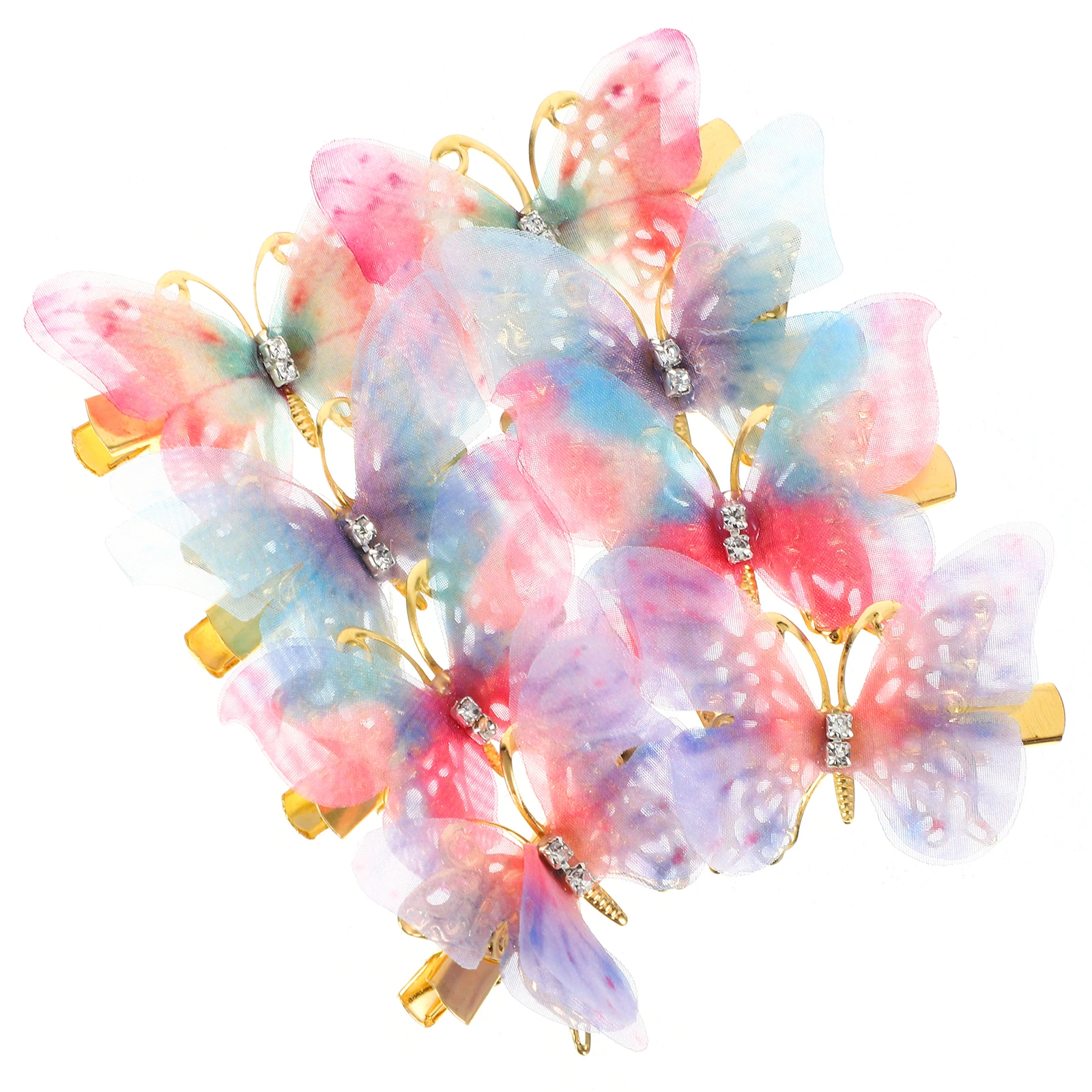 

8pcs Butterfly Hair Clips Colorful Hanfu Accessories Glitter Metal Decorative Barrettes Thin Thick Hair Styling