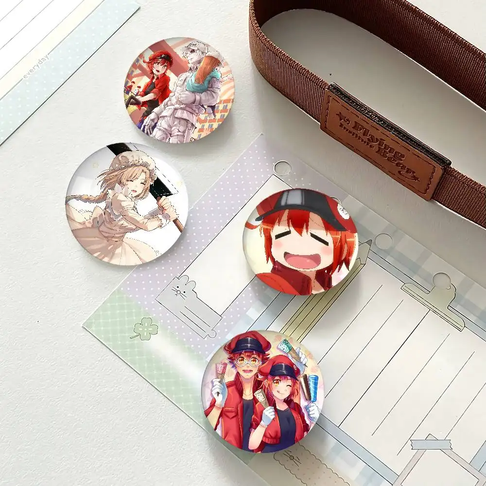 C-الخلايا في العمل أنيمي شارات صفيح دبوس زر مخصص أنيمي دور المدرسة القديمة بروش الكرتون طوق شارة هدية #3