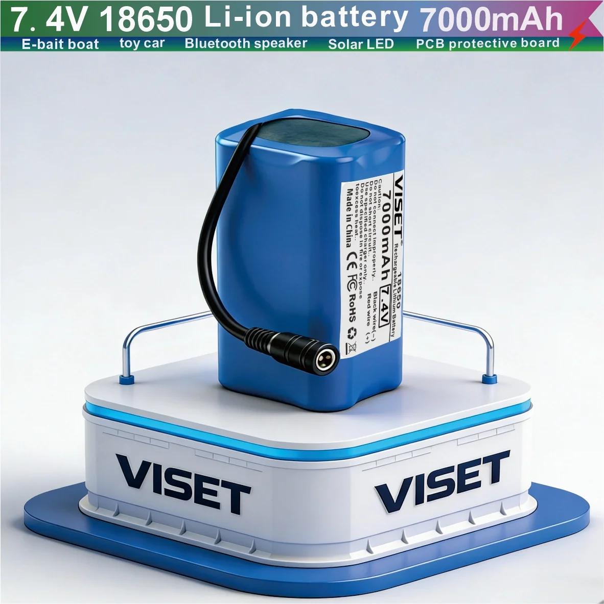 

VISET New 18650 7.4V 10500mAh Battery For T188 T888 2011-5 V007 C18 H18 Remote Control RC Fishing Bait Boat Spare Battery Parts