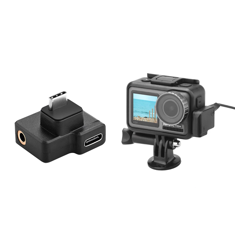 For DJI Osmo Action New Microphone 3.5mm USB-C Adapter Audio External 3.5mm Mic Mount For TRS Plug DJI Osmo Action Accessories