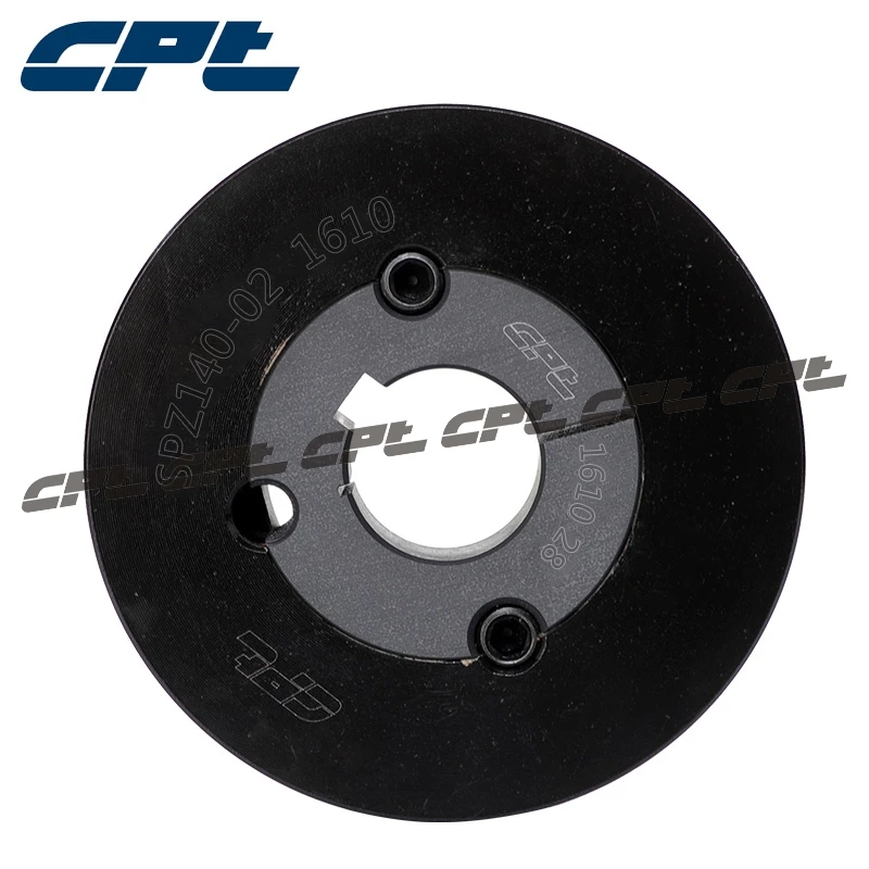 CPT SPZ V-Belt pulley double Groove, 144mm outside diameter, 140mm pitch diameter, 1610 Bushing, SPZ140-02-1610