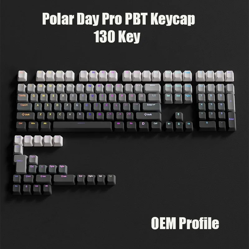 

Gradient Black Blue Purple PBT Keycap Mechanical Keyboard Polar Day Pro Front Print Double Shot OEM Backlit RGB Key Caps 133 Key