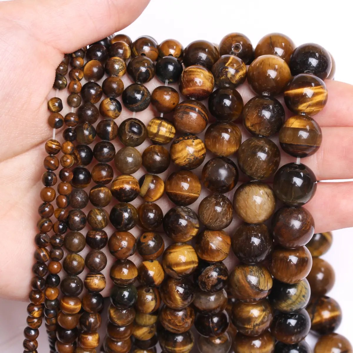 4/6/8/10/12mm 15/20/30/40pcs Brown Series Round Natural Stone DIY For Earring Bracelet Necklace Material Accessories