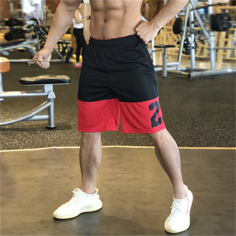 Men\'s Workout Patchwork Shorts Basketball Sports Short Fitness Gym Elastic Waist Quick-Drying Pants 2023 Summer Loose Sweatpant