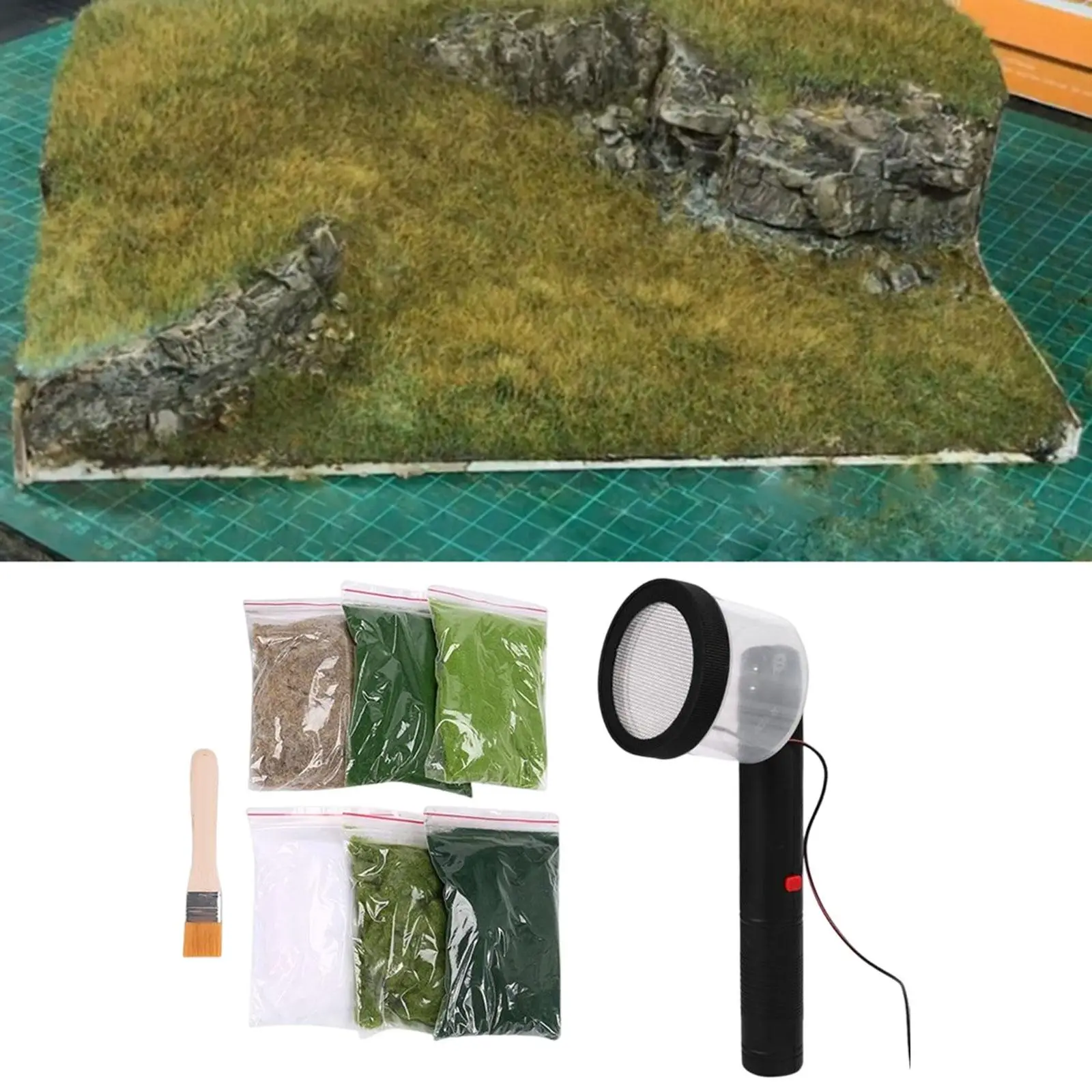 

Static Grass Applicator Miniature Scene Model Architecture Scenery Modelling Portable for Landscaping with Brush Static Flocking