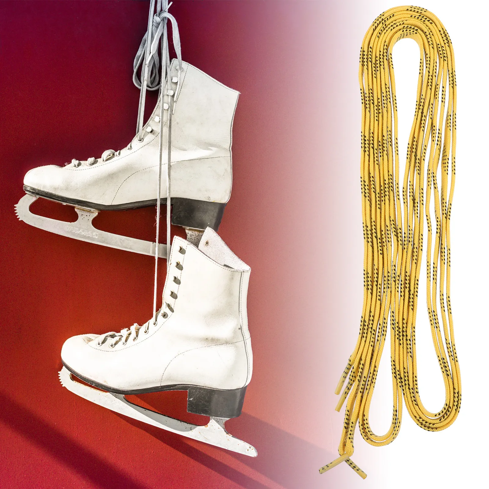 

1 пара прочных хоккейных шнурков с огненным дизайном, восстанавливаемые, с восковым покрытием, плоские шнурки для хоккейных коньков, роликовых коньков, спортивной обуви