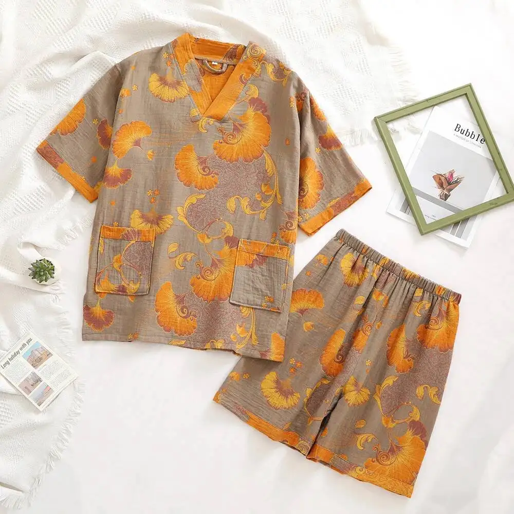 

Двухслойный марлевый хлопковый спортивный костюм для домашней одежды, массажная одежда для пар, одежда для ванной, отель, физическая одежда для сна, пижамы