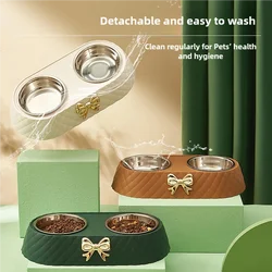 Dog Cat Double Bowls Stainless Steel Pet Bowls Removeable Easy to Clean for Pet's daily diet Pets Accessories