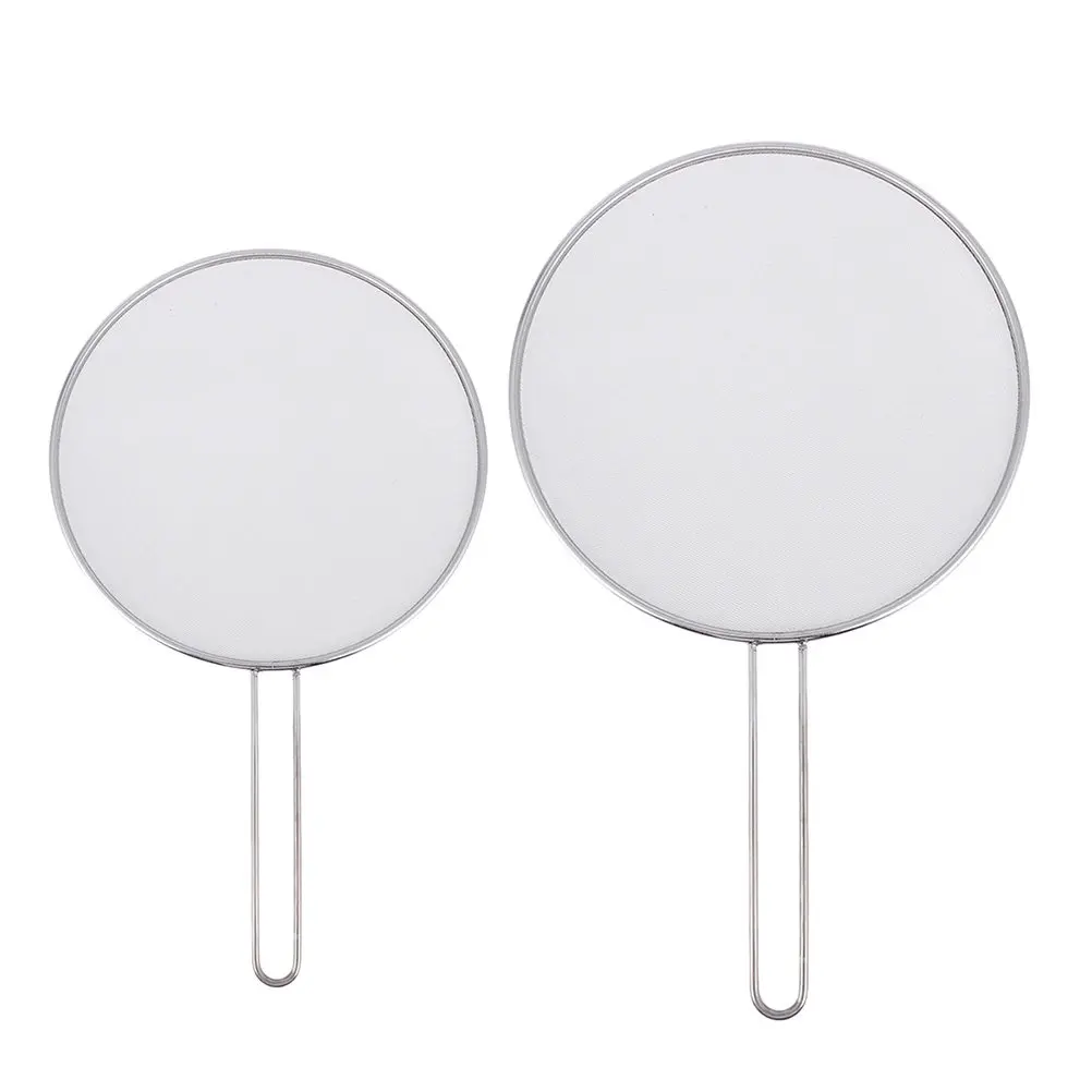 2Pcs Stainless Steel Oil Splatter Screens Handheld Rust Resistant Explosion-Proof Oil Guard for Kitchen Frying Baking Sifting