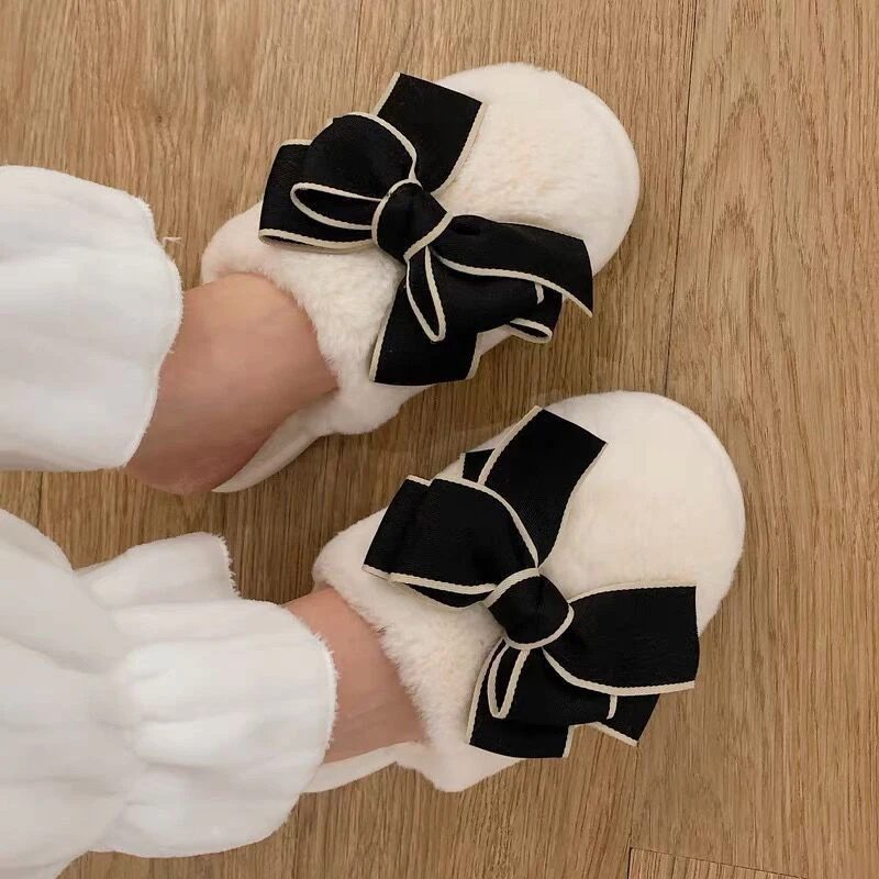 New Winter Cotton Slippers Women Indoor Home Use Warm Thick Bottom Non-slip Postpartum Slippers Women Sweet Style