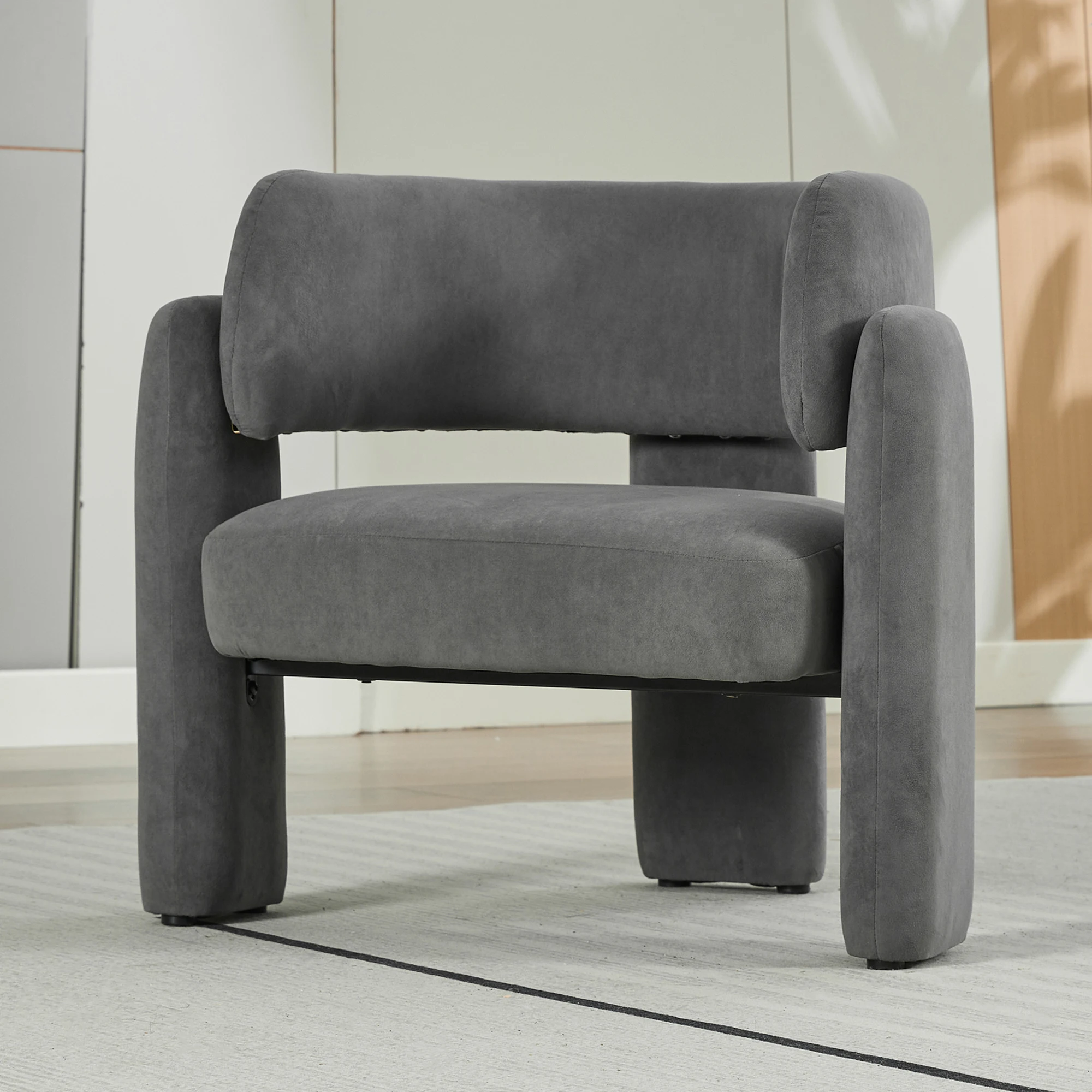 Modern Grey Lounge armchair, 78x52x74 cm - Robust Single living room Seat, Up to 250 lbs long lasting Gebra