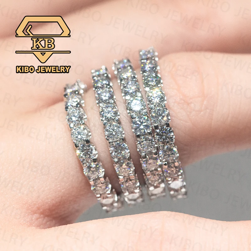 

KIbo Jewelry 925 Sterling silver With Gra Certificate fashion rings woman 2-3mm Moissanite Eternity Band Ring