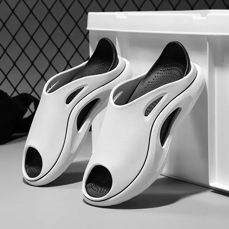 

Мужские летние шлепанцы, удобная дышащая пляжная обувь, уличные повседневные модные сандалии, Нескользящие шлепанцы