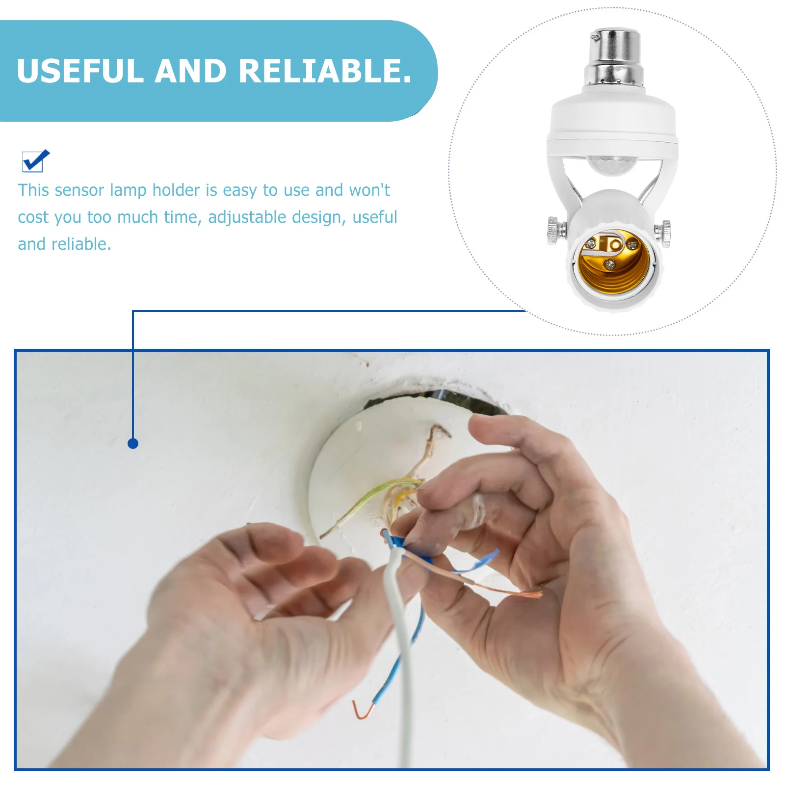COOLHIYA B27 حامل مصباح التعريفي محس حركة محول الضوء لمبة السقف المسمار كشف الإنسان الحديد الأبيض #4
