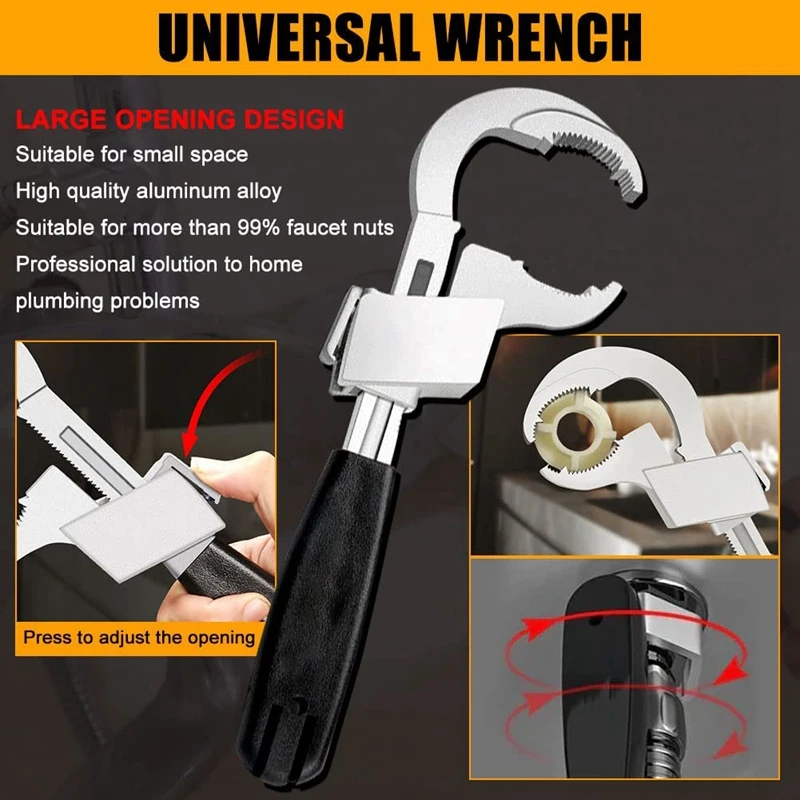 Adjustable Double-Ended Wrench Bathroom Wrench For Water Pipe Repair & Home Accessories