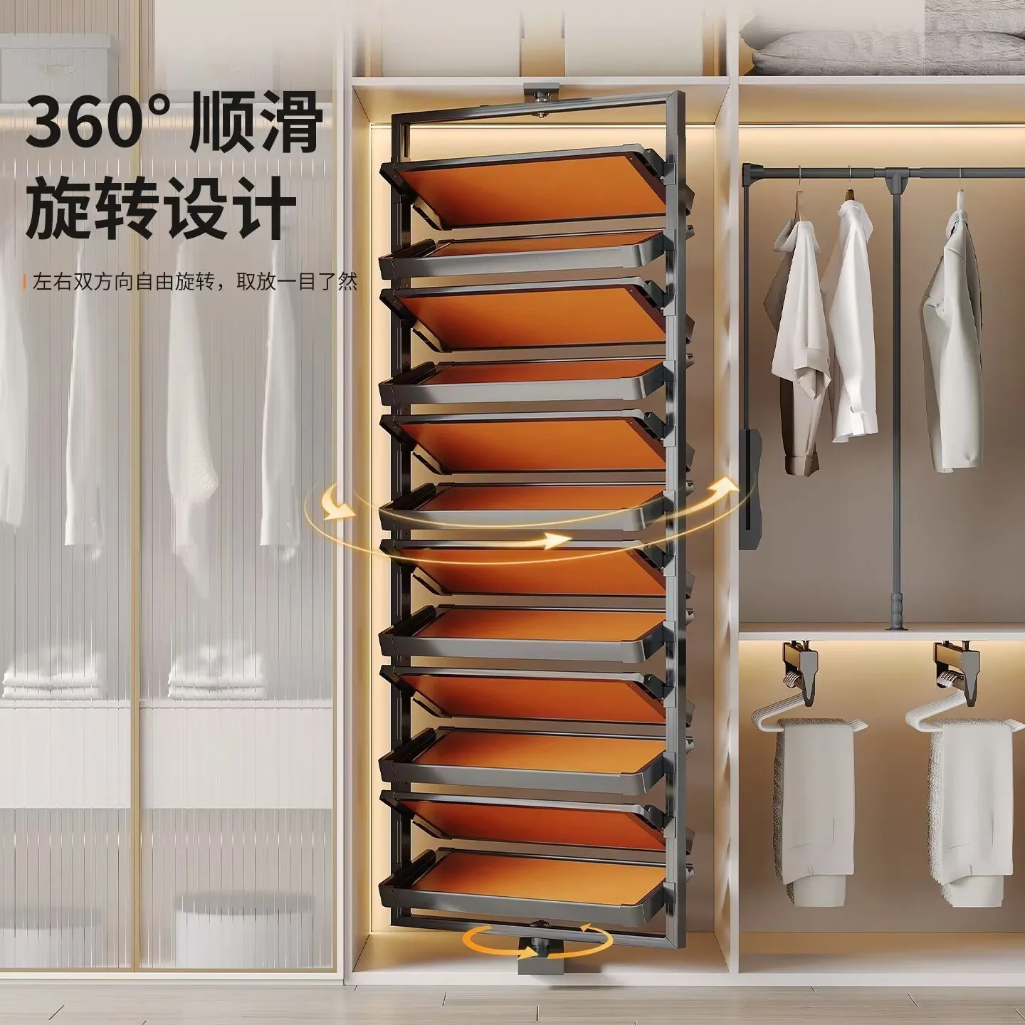 360-degree rotating shoe rack for home use, new model flip-top hardware height adjustable shoe cabinet, built-in storage tool