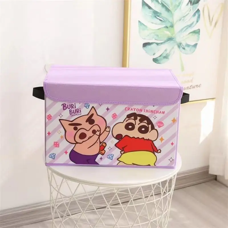 

Коробка для хранения карандашей Шин Чан с героями мультфильмов, большая емкость, студенческое общежитие, одежда, пылезащитный ящик для хранения со складной крышкой, подарок для девочки