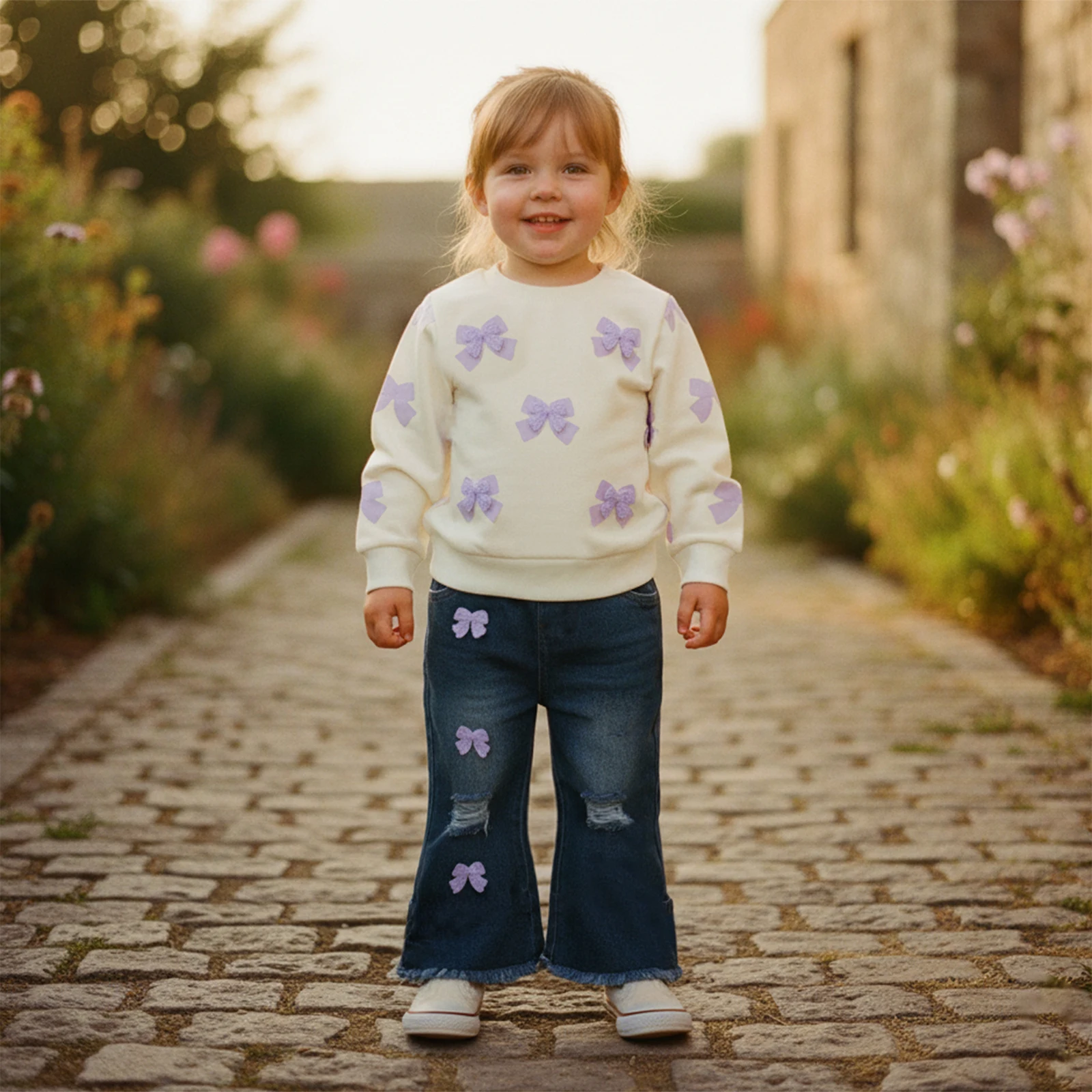 roupas-de-primavera-para-meninas-de-1-a-7-anos-com-estampa-de-laco-manga-comprida-gola-redonda-pulover-moletom-calcas-jeans-rasgadas-conjunto-de-2-pecas