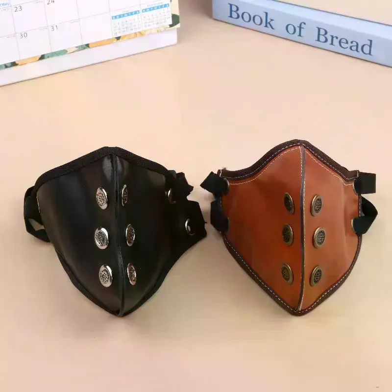 

Мотоциклетная ретро-маска из искусственной кожи, винтажная маска для езды, черная, коричневая, в стиле панк, для активного отдыха