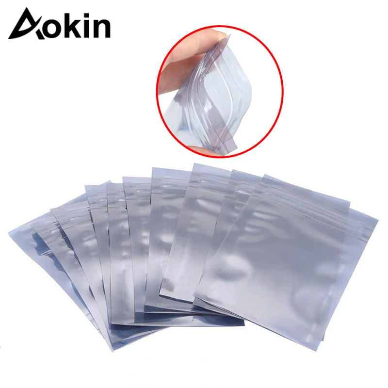 20pcs Antistatic Aluminum Storage Bag Ziplock Bags Resealable Anti Static Pouch For Electronic Accessories Package Bags