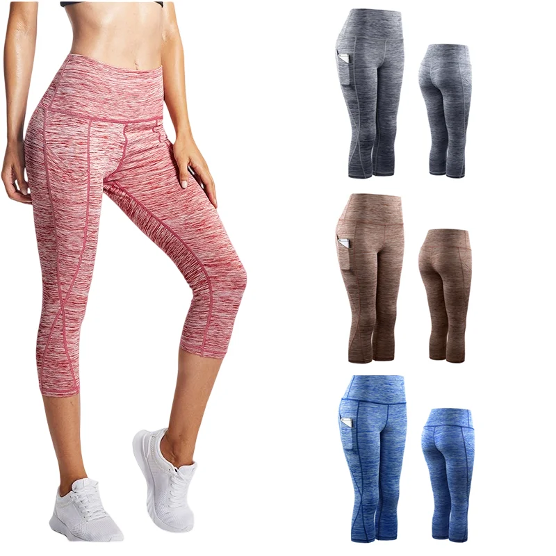 Women's Pro Yoga Cropped Pants Gym Training Tight Fitness Clothes Cycling Running Pants Sportswear Leggings M L XL 2XL 3XL 4XL