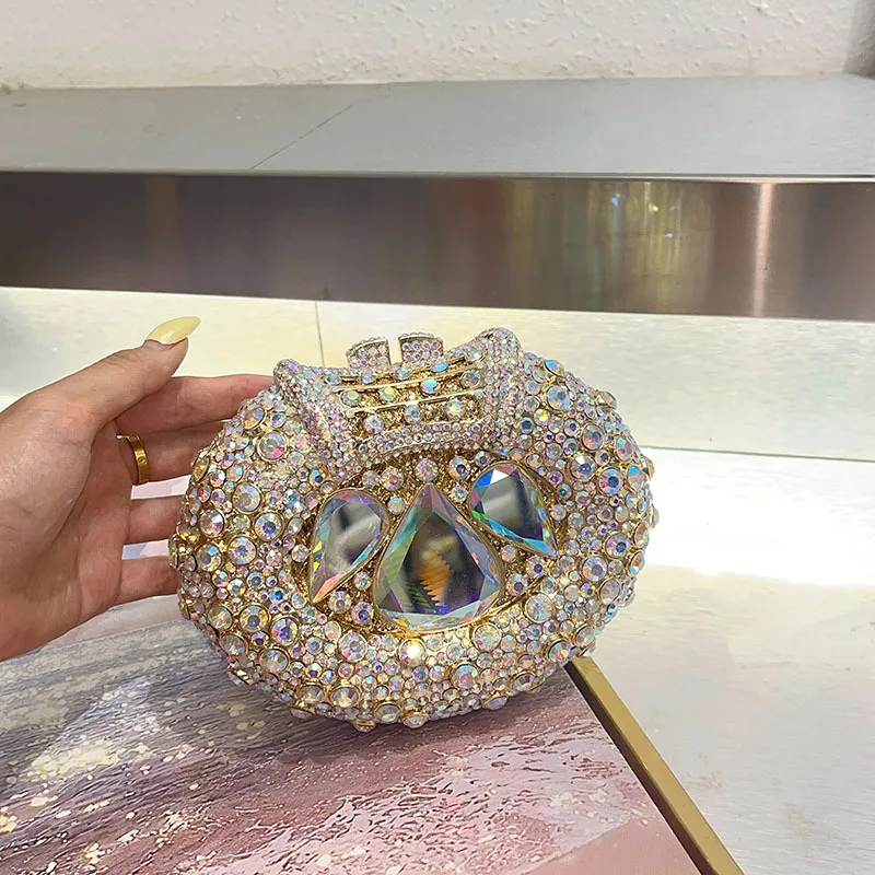 

Crystal Evening Bag Shiny Diamond-studded Women Clutch Bag Oval Wedding Party Luxury Bag