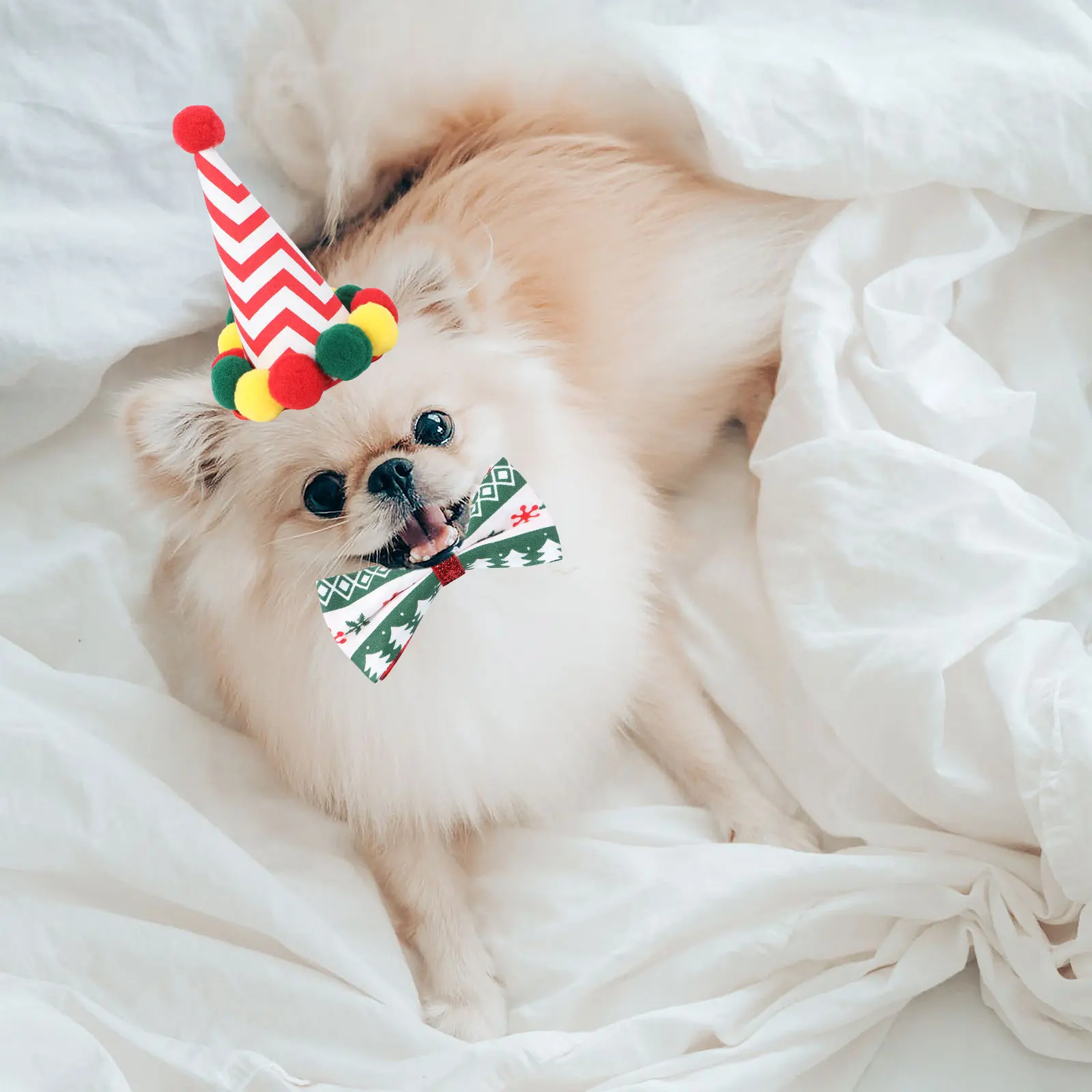 

1Set Cat Bow Tie Hat Set Durable Adjustable 19-35cm Pet Birthday Party Decorations Dog Puppy Kitten Costume Pet Bow Tie Hat Set