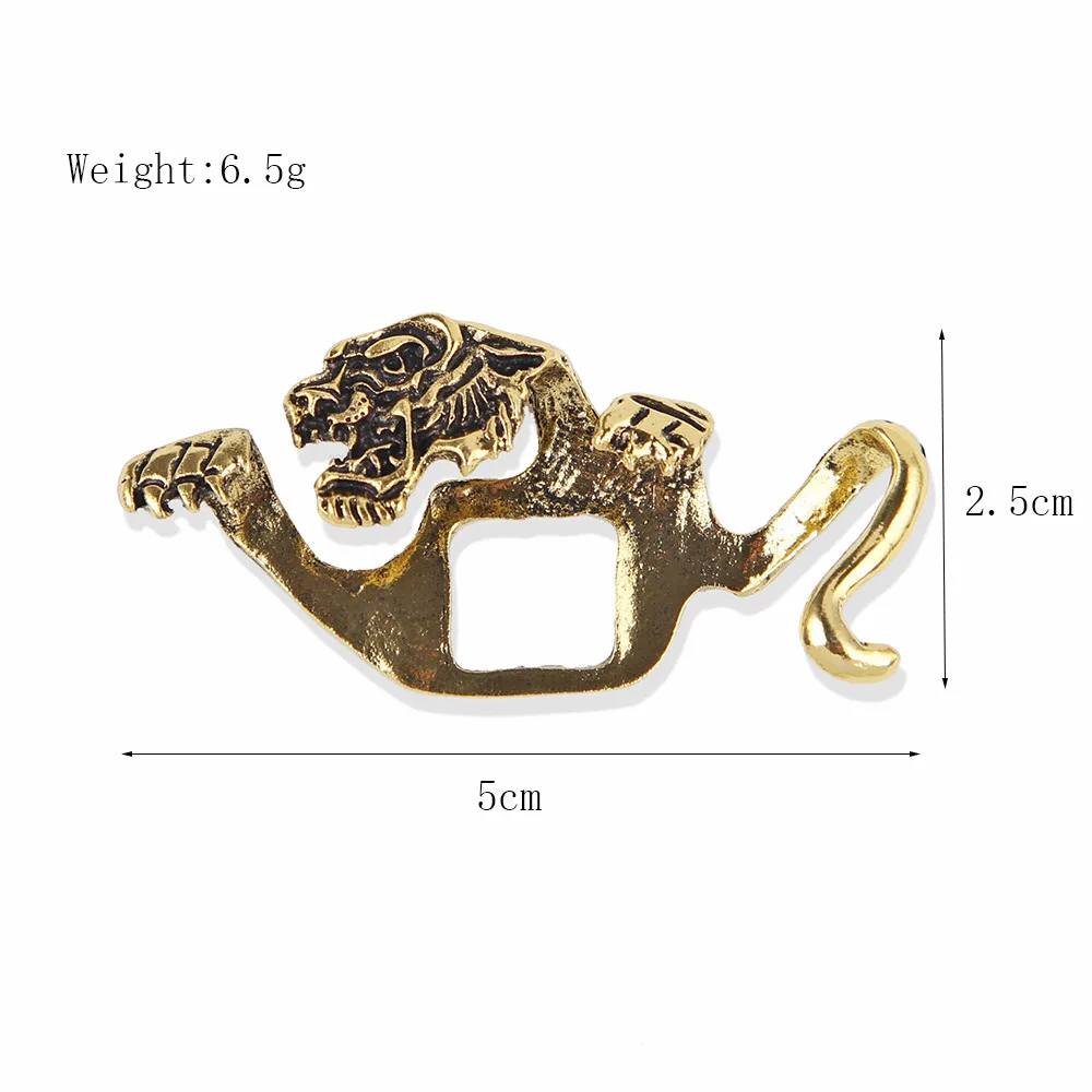 Fashion Zinc Alloy Vintage Crocodile Tiger Shaped Engraved Animal Brooches Men's Suit Lapel Pin Classic Formal Accessory Pins view 6