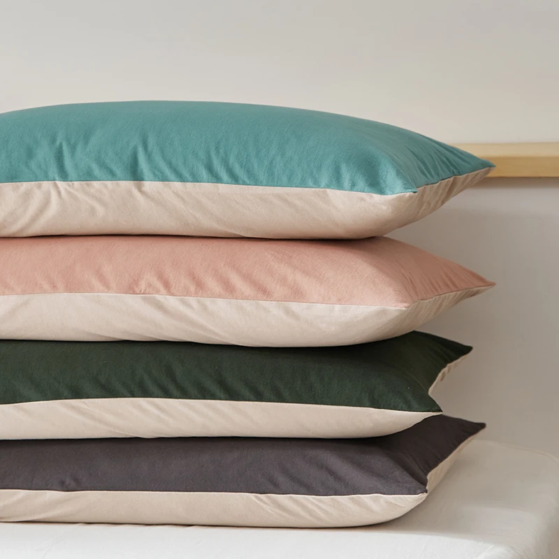 Pure Cotton Knitted Pillowcase Pair  Cotton Pillow Core Cover 2 Pillowcases Simple Design Bedding Accessories