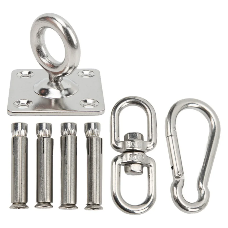 

Комплект для подвешивания гамака: кронштейны из нержавеющей стали для потолочного крепления, поворотные крюки для йога-гамака и боксерского мешка