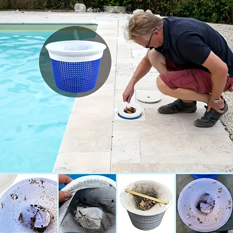10개, 수영장 스키머 필터, 수영장 스키머 필터 양말, 수영장 스키머 바스켓 백 재사용 가능 초미세